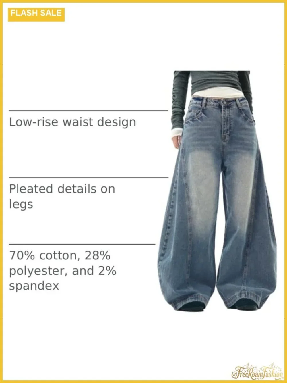 Baggy Barrel Leg Low Rise Wide Leg Jeans Women 70% Cotton Denim Pants